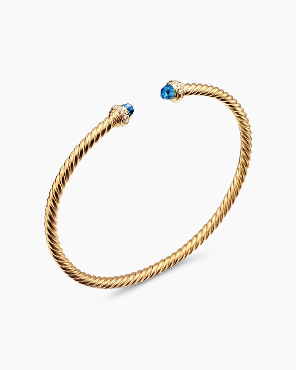 Classic Cablespira Bracelet in 18K Yellow Gold with Diamonds, 3mm