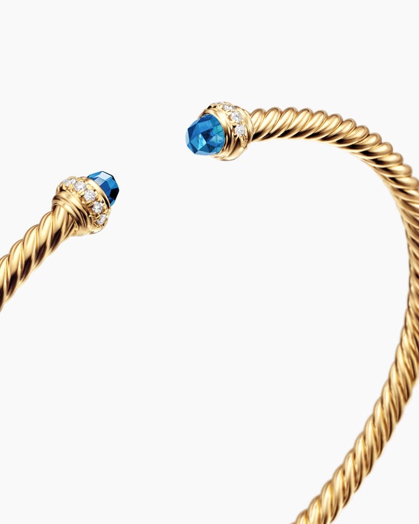 Classic Cablespira Bracelet in 18K Yellow Gold with Diamonds, 3mm
