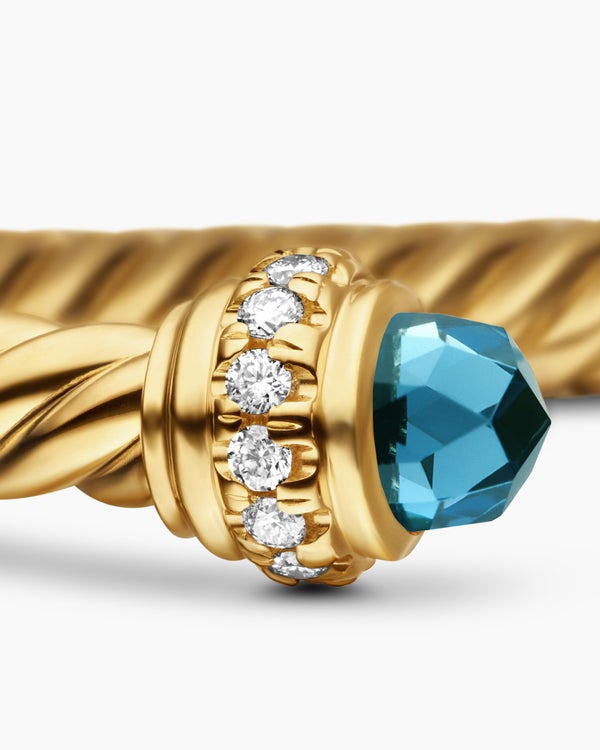 Classic Cablespira Bracelet in 18K Yellow Gold with Diamonds, 3mm