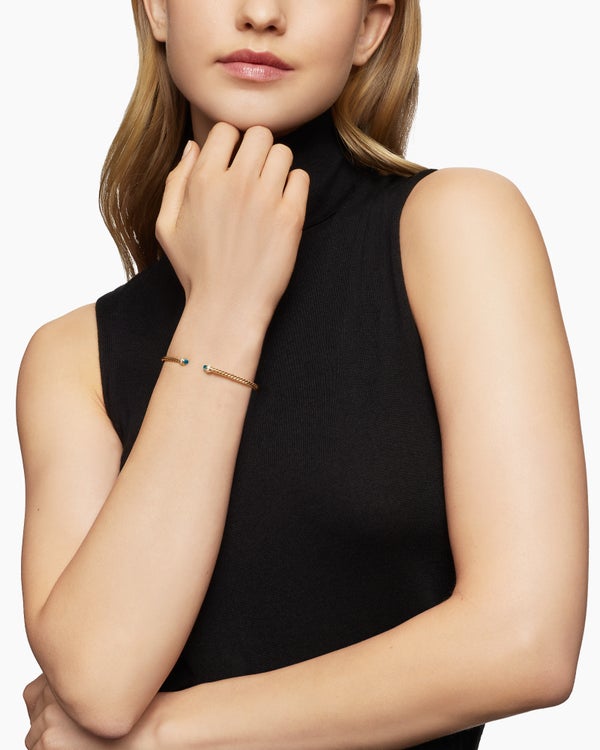 Classic Cablespira Bracelet in 18K Yellow Gold with Diamonds, 3mm