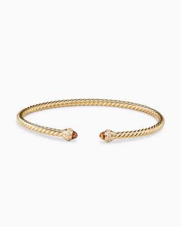 Classic Cablespira® Bracelet in 18K Yellow Gold with Madeira Citrine and Diamonds, 3mm