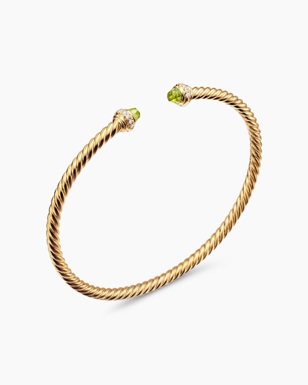 Classic Cablespira Bracelet in 18K Yellow Gold with Diamonds, 3mm