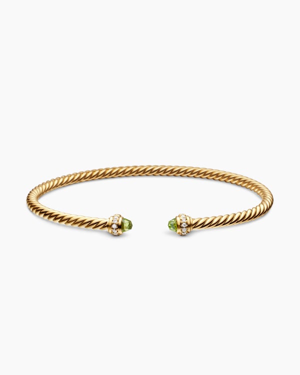 Classic Cablespira Bracelet in 18K Yellow Gold with Diamonds, 3mm