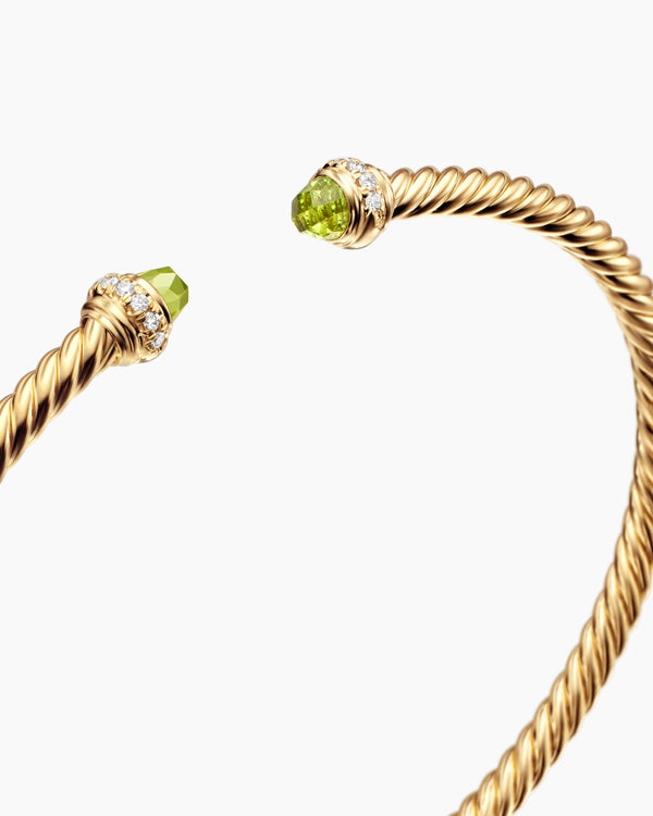 Classic Cablespira Bracelet in 18K Yellow Gold with Diamonds, 3mm