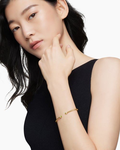 Womens Classic Cablespira Bracelet in 18K Yellow Gold with Diamonds, 3mm