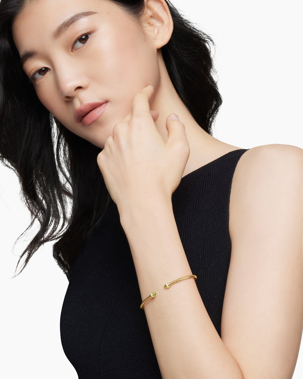 Womens Classic Cablespira Bracelet in 18K Yellow Gold with Diamonds, 3mm
