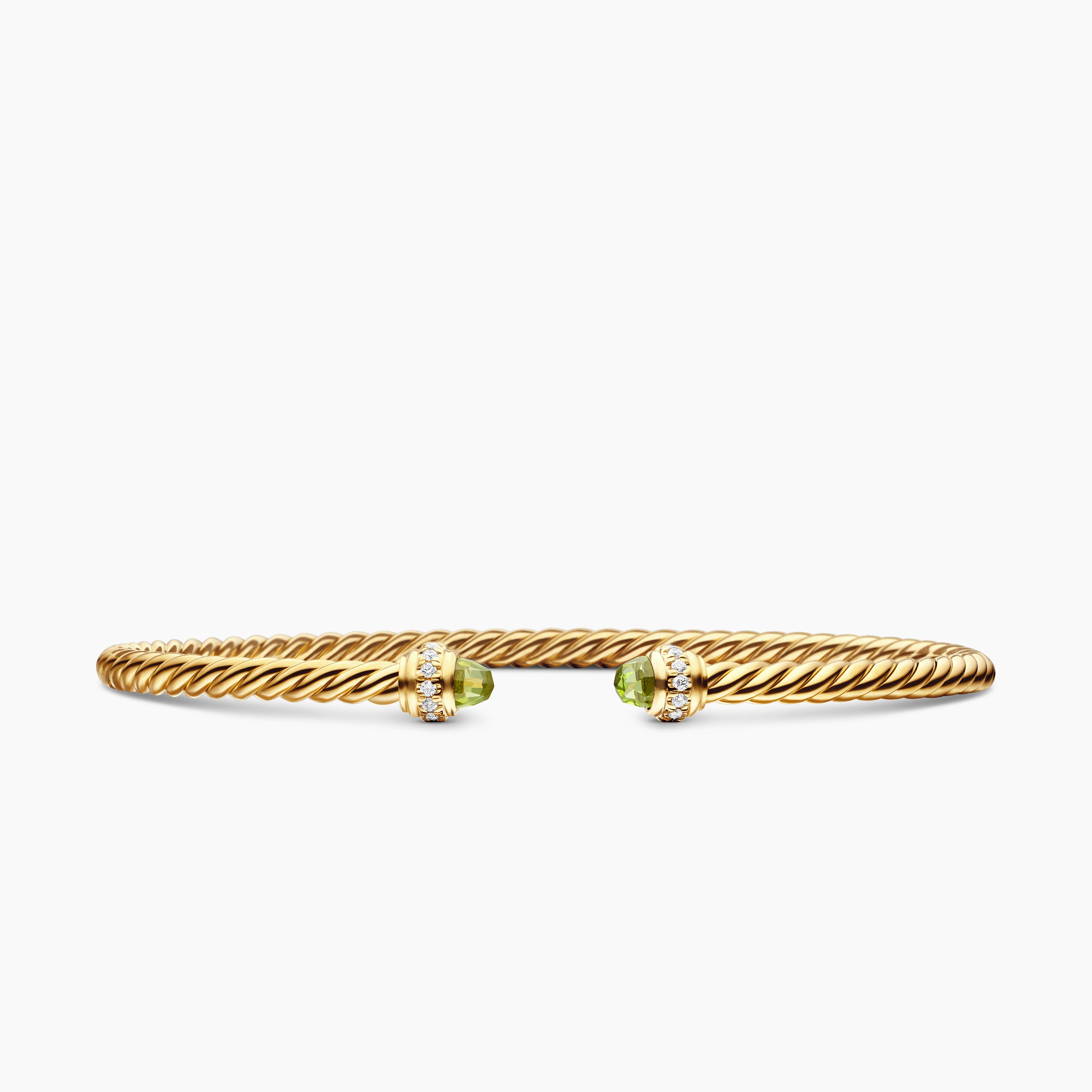 Womens Classic Cablespira Bracelet in 18K Yellow Gold with Diamonds, 3mm