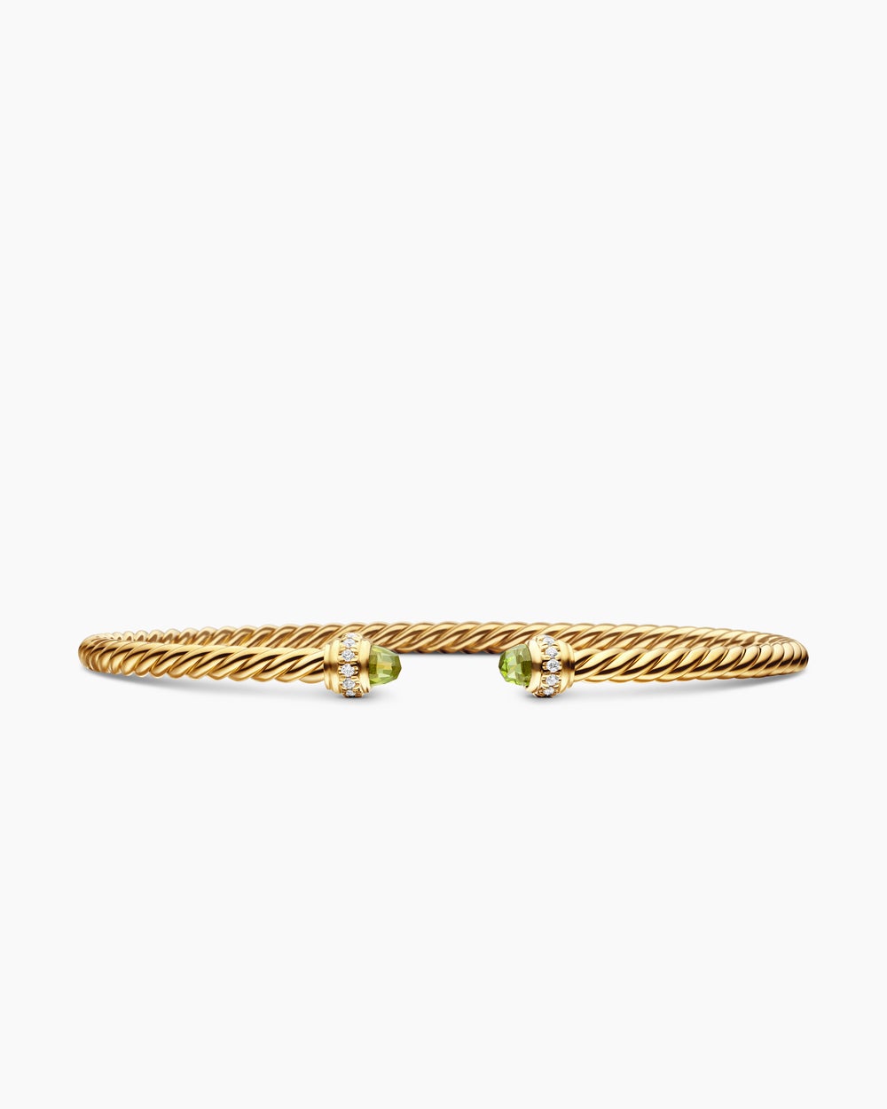 Womens Classic Cablespira Bracelet in 18K Yellow Gold with Diamonds, 3mm