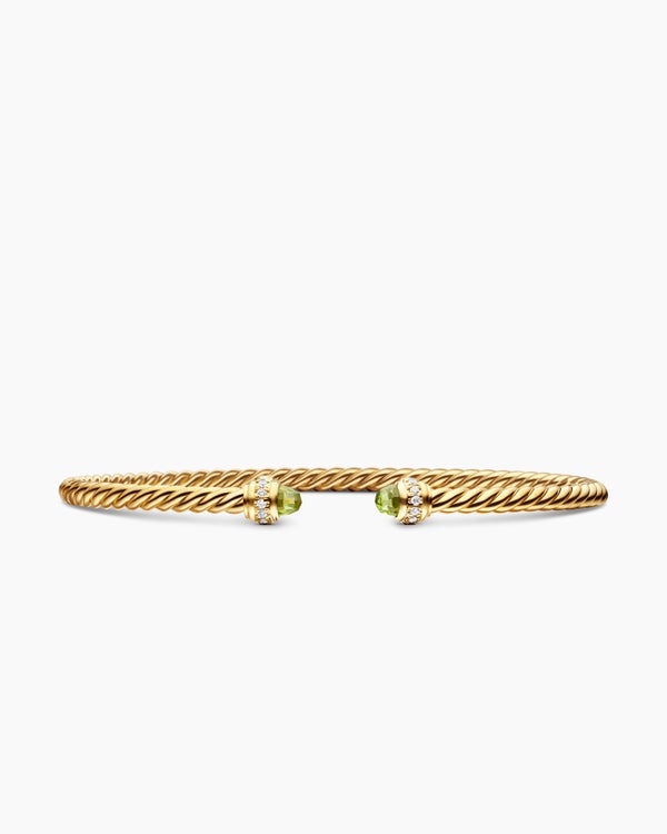 Classic Cablespira Bracelet in 18K Yellow Gold with Diamonds, 3mm