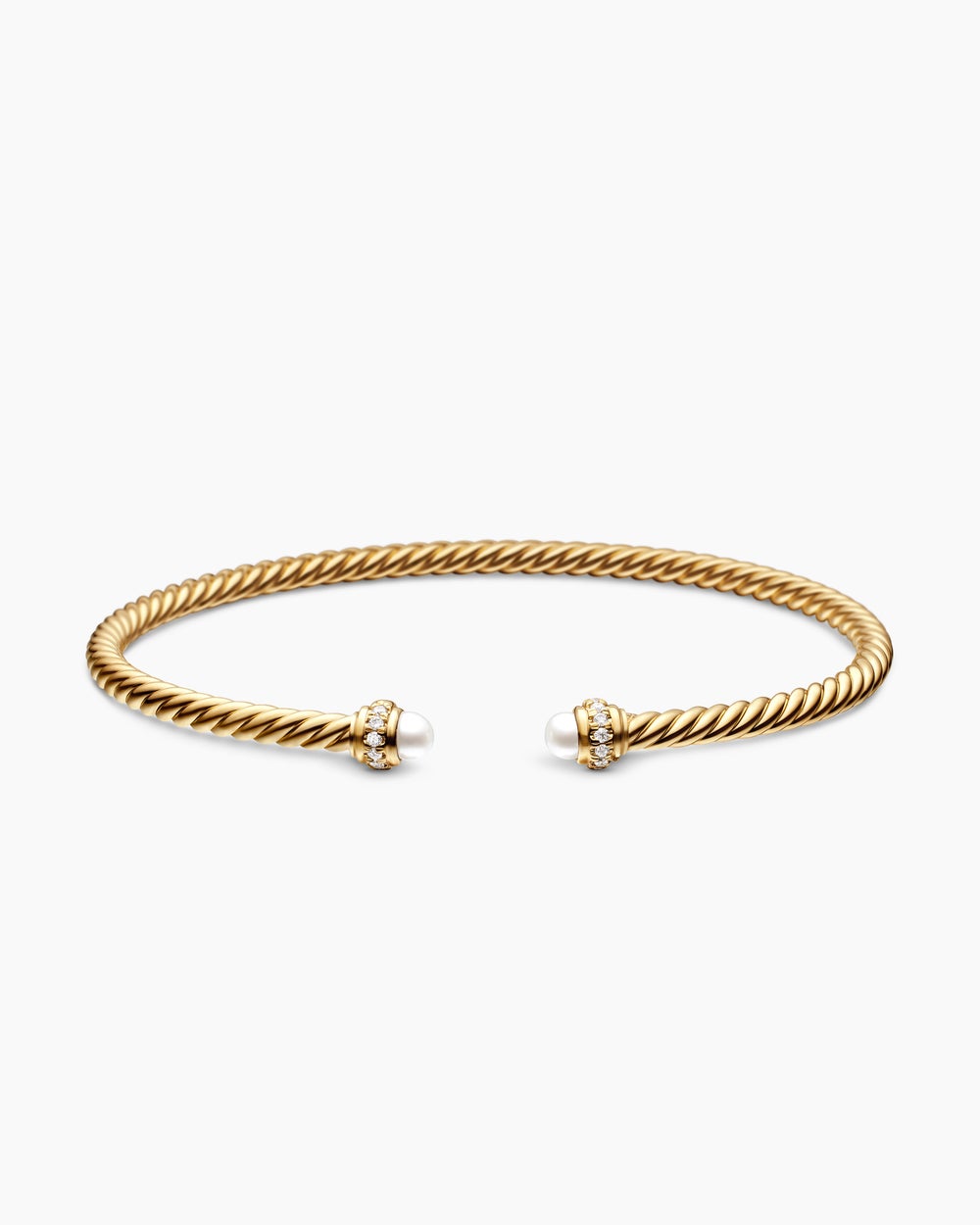 Womens Classic Cablespira Bracelet in 18K Yellow Gold with Diamonds, 3mm
