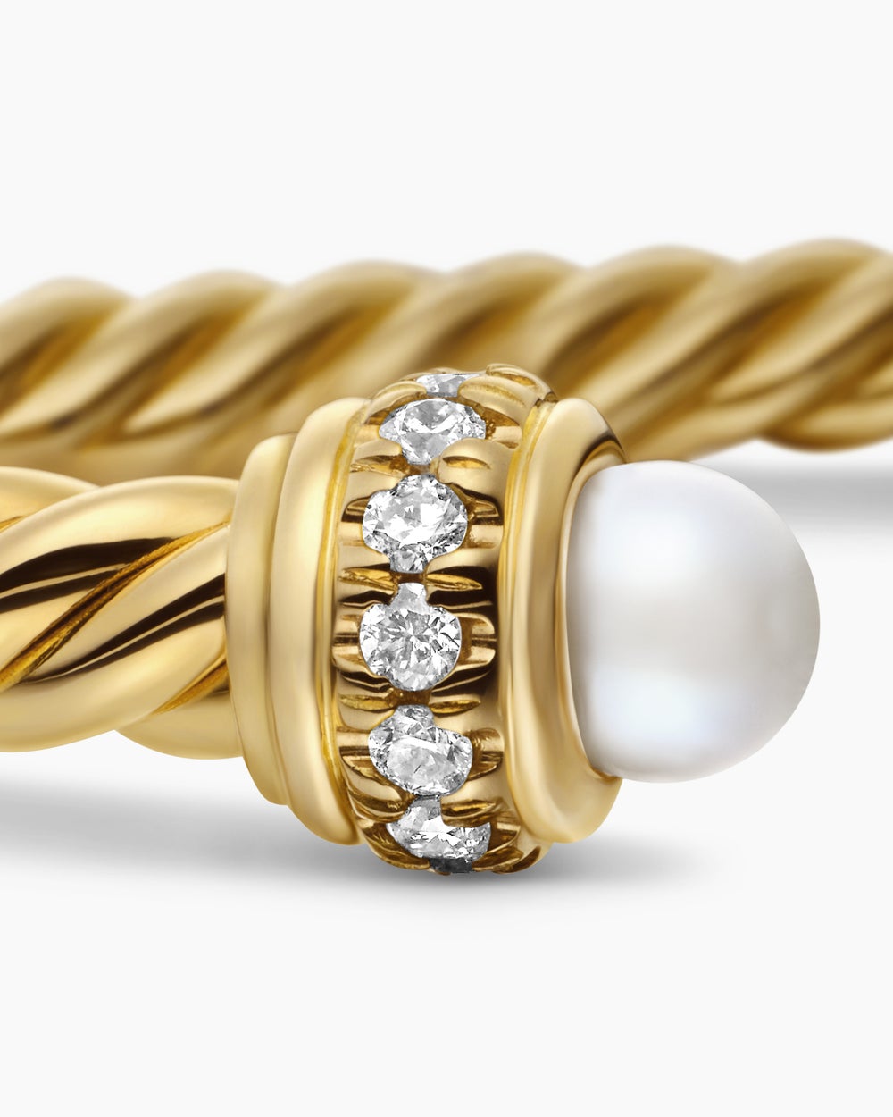 Womens Classic Cablespira Bracelet in 18K Yellow Gold with Diamonds, 3mm