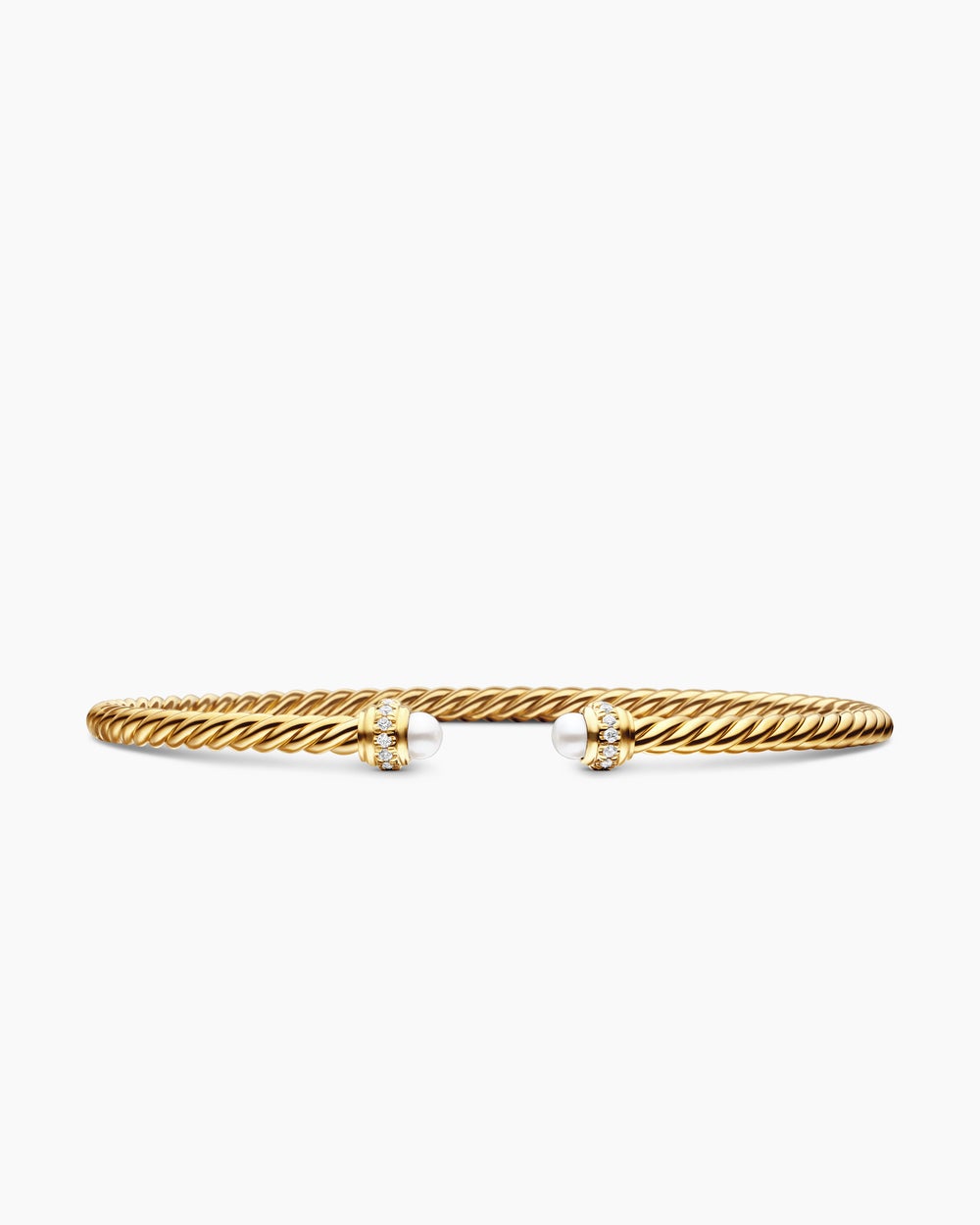Womens Classic Cablespira Bracelet in 18K Yellow Gold with Diamonds, 3mm