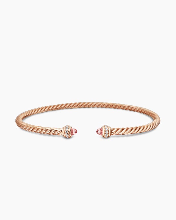 David Yurman | Classic Cablespira Bracelet in 18K Yellow Gold with Diamonds, 3mm