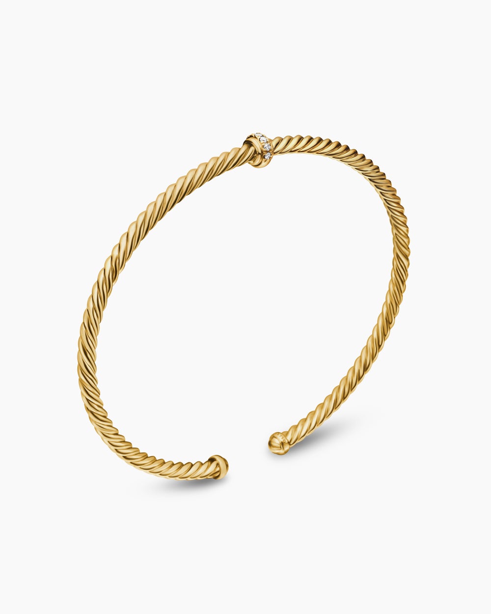 Womens Classic Cablespira Station Bracelet in 18K Yellow Gold with Diamonds, 3mm
