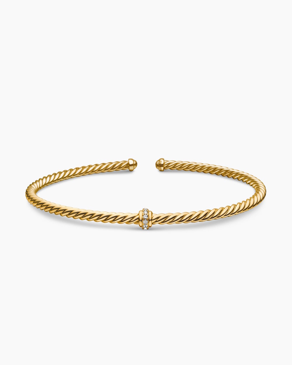 Womens Classic Cablespira Station Bracelet in 18K Yellow Gold with Diamonds, 3mm