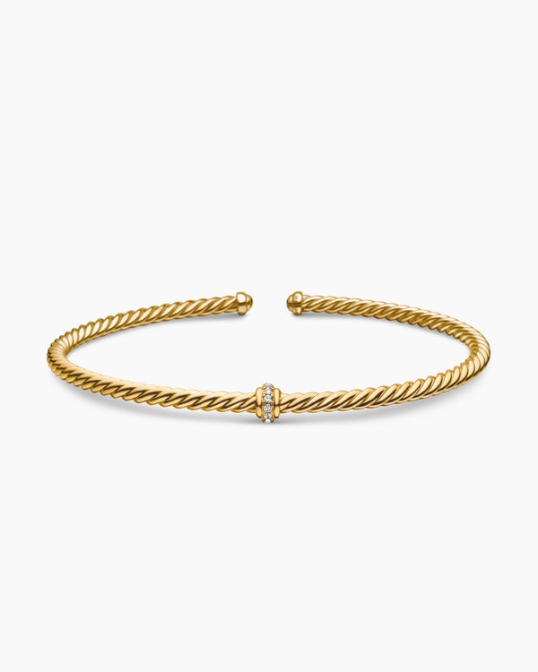 Bracelet Cablespira® classique en or jaune 18 carats avec améthyste et diamants, 3 mm