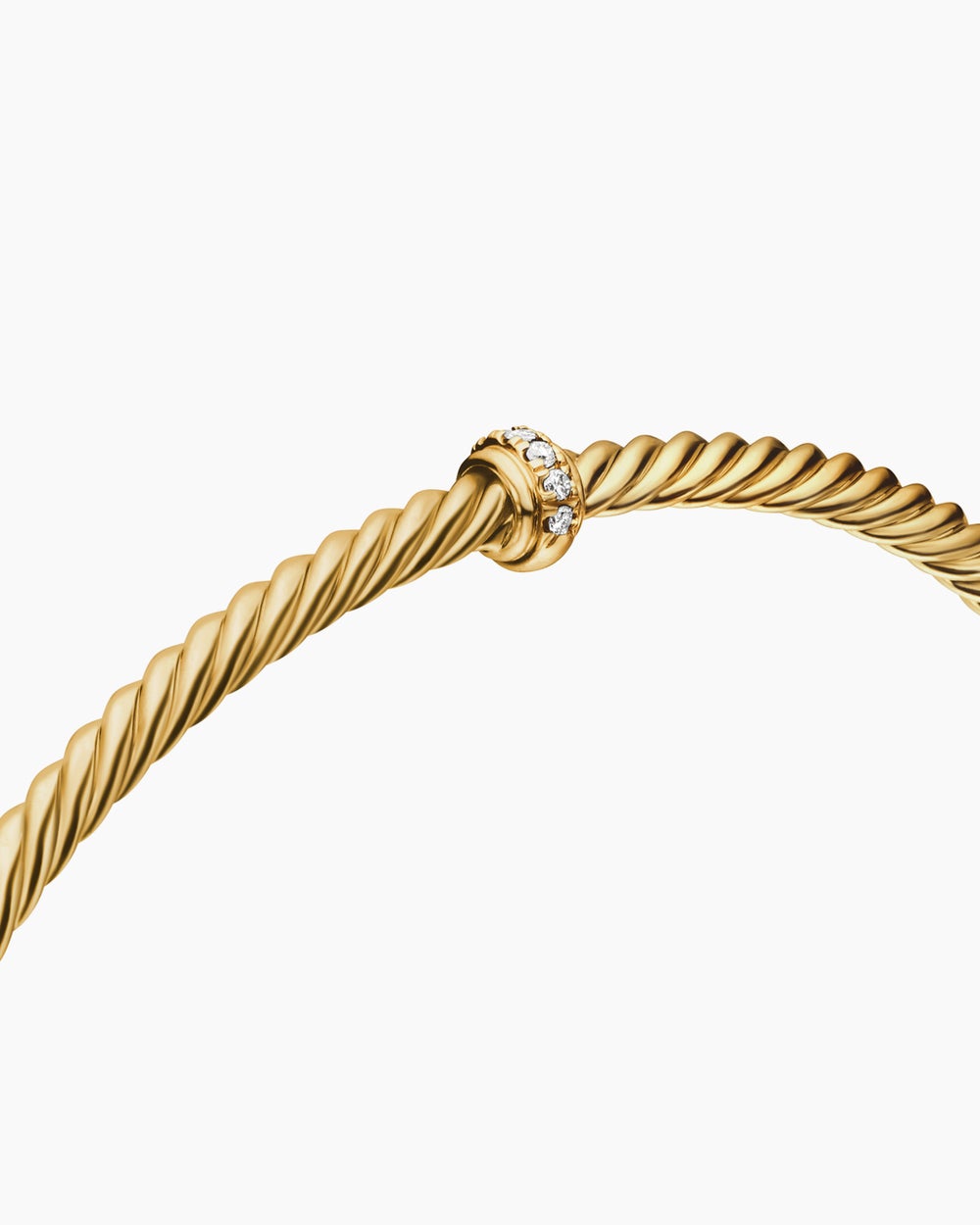 Womens Classic Cablespira Station Bracelet in 18K Yellow Gold with Diamonds, 3mm