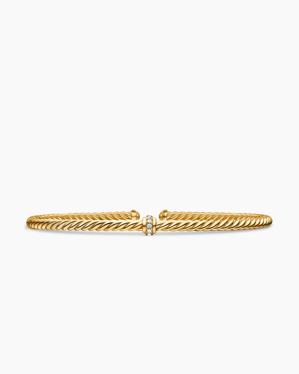 Womens Classic Cablespira Station Bracelet in 18K Yellow Gold with Diamonds, 3mm
