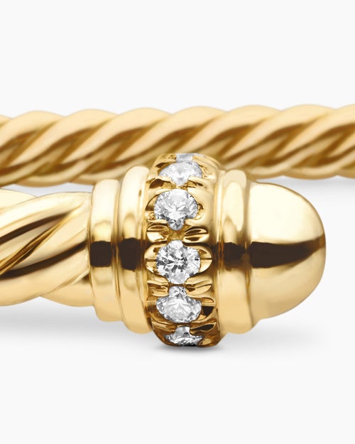 Womens Classic Cablespira Bracelet in 18K Yellow Gold with Diamonds, 3mm