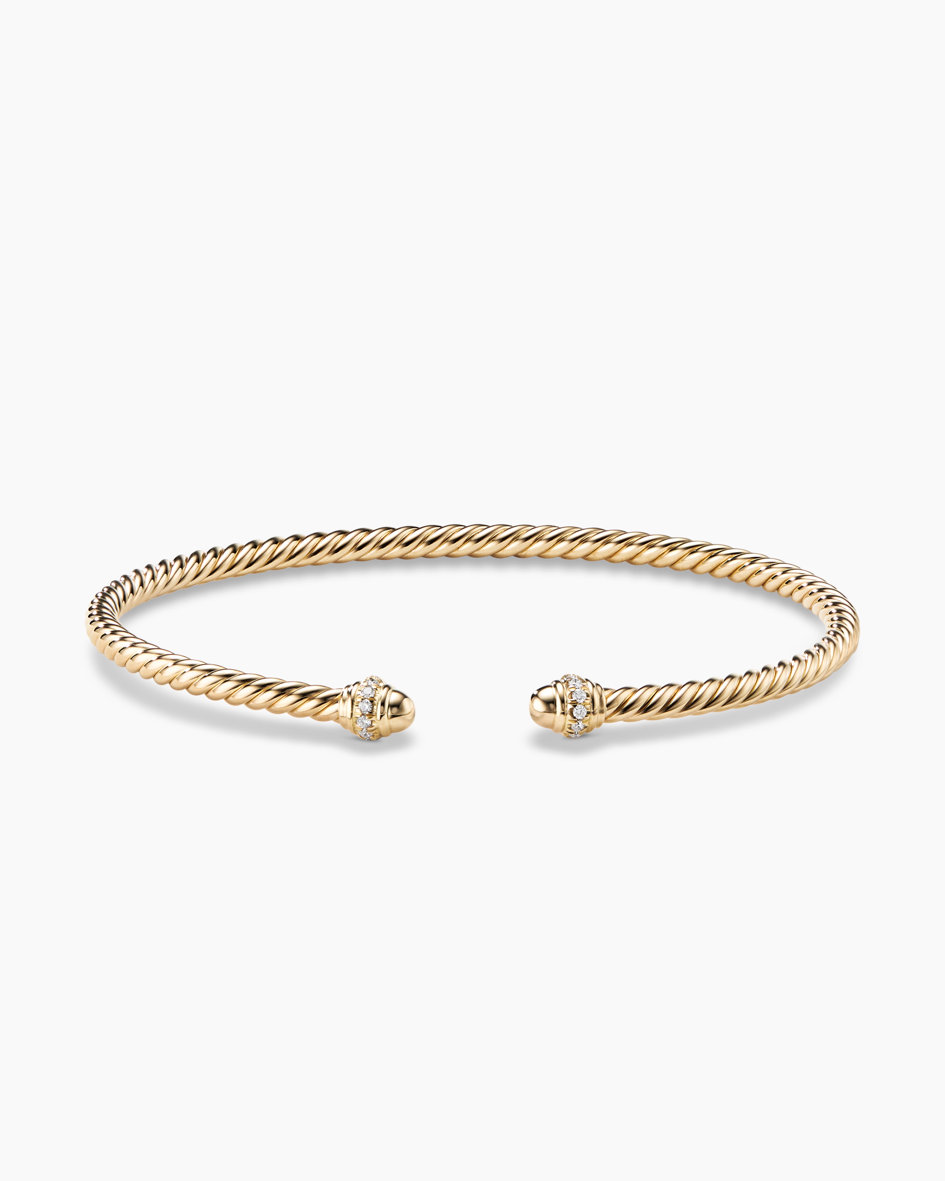 Classic Cablespira Bracelet in 18K Yellow Gold with Diamonds, 3mm ...