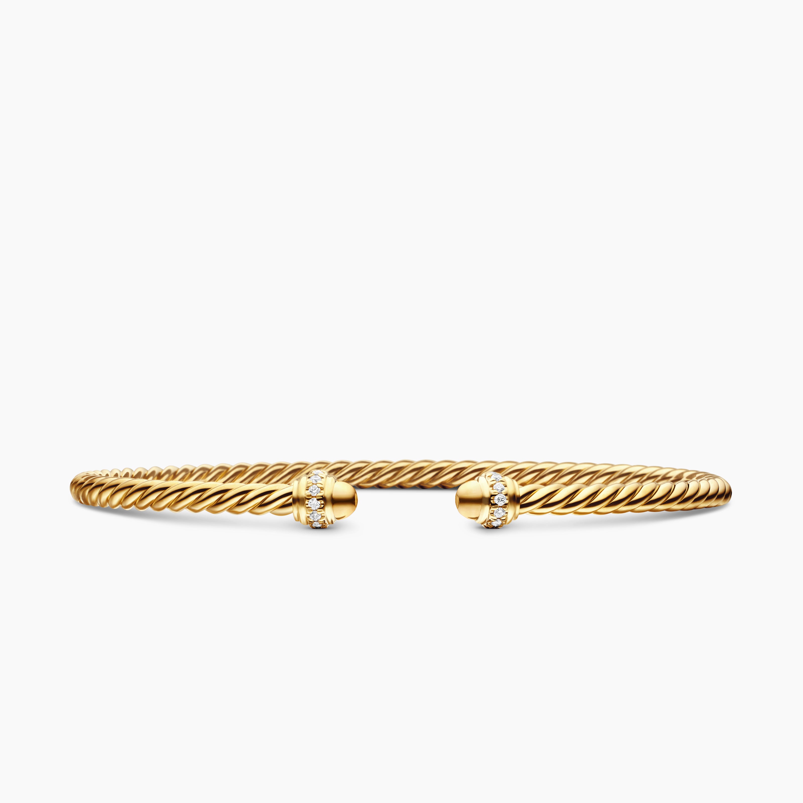 Womens Classic Cablespira Bracelet in 18K Yellow Gold with Diamonds, 3mm