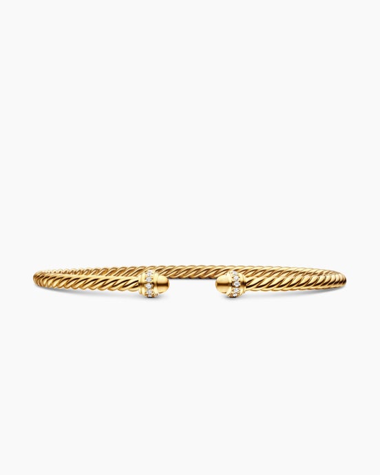 Classic Cablespira® Bracelet in 18K Yellow Gold with Diamonds, 3mm