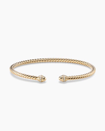 Classic Cablespira® Bracelet in 18K Yellow Gold with Diamonds, 3mm