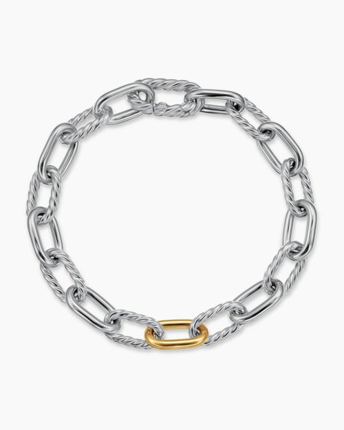 Womens DY Madison Chain Bracelet in Sterling Silver with 18K Yellow Gold, 8.5mm