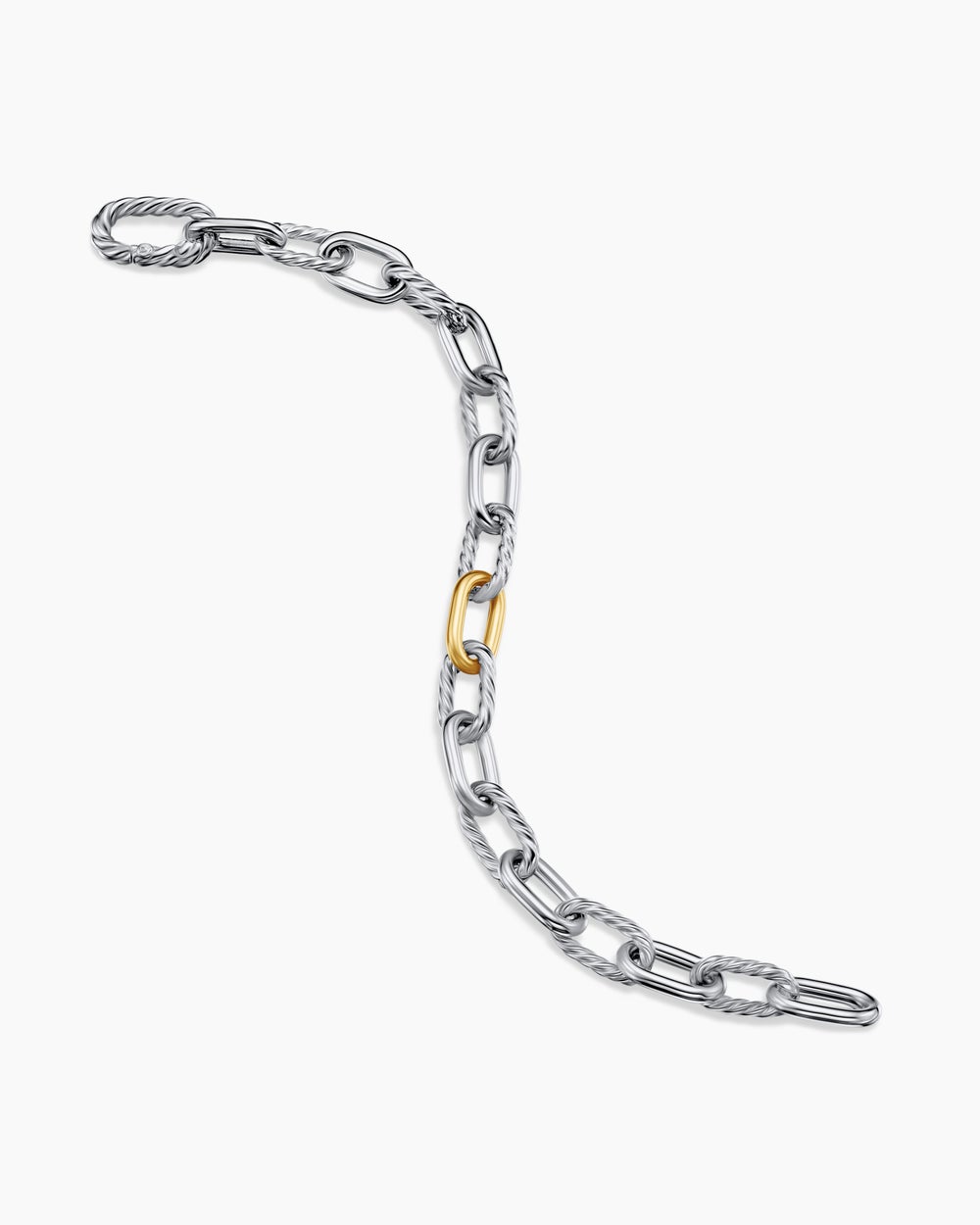 Womens DY Madison Chain Bracelet in Sterling Silver with 18ct Yellow Gold, 8.5mm