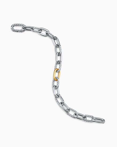 Womens DY Madison Chain Bracelet in Sterling Silver with 18K Yellow Gold, 8.5mm
