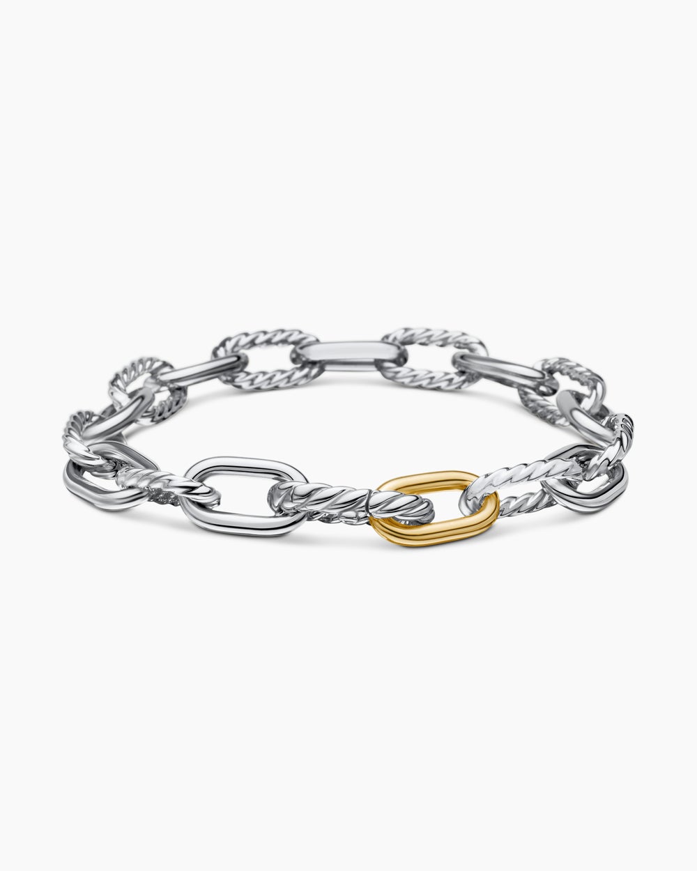 Womens DY Madison Chain Bracelet in Sterling Silver with 18ct Yellow Gold, 8.5mm