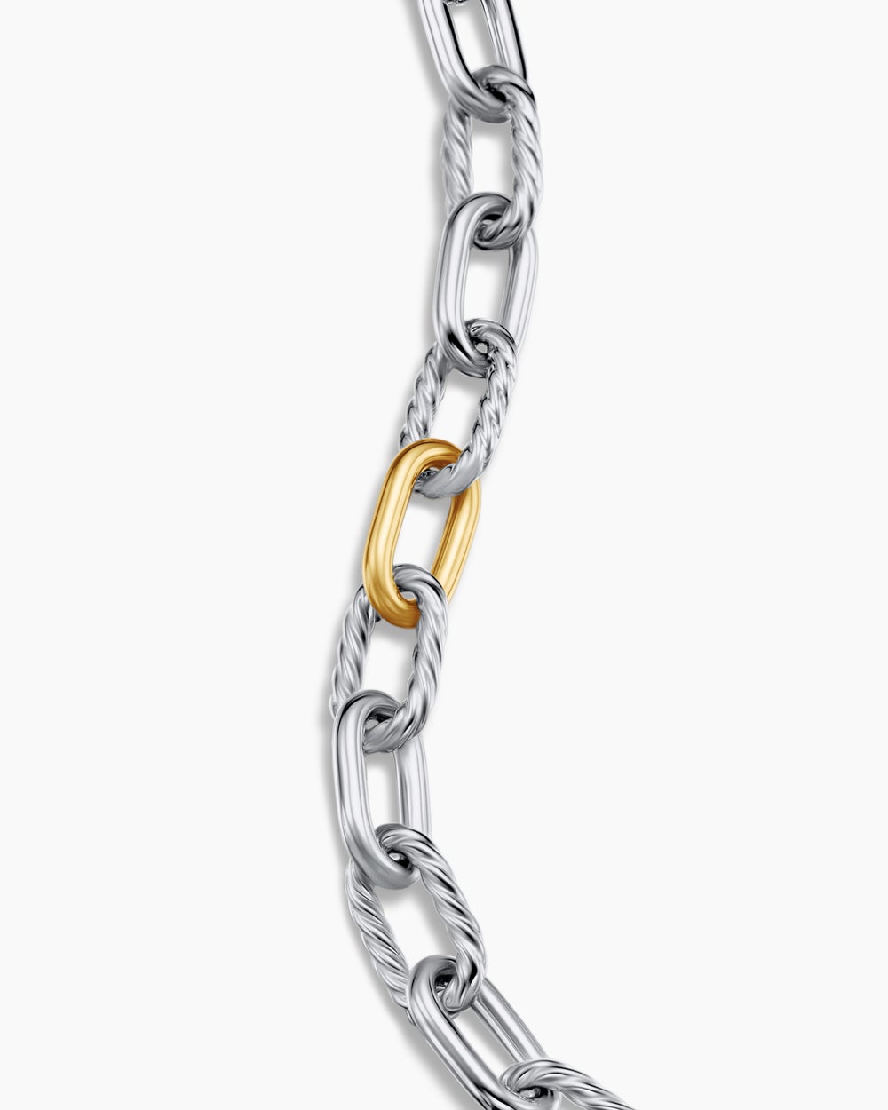 Womens DY Madison Chain Bracelet in Sterling Silver with 18ct Yellow Gold, 8.5mm