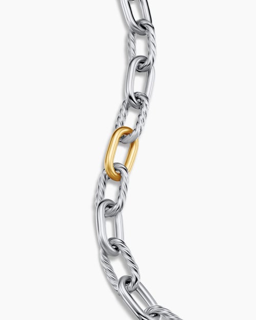 Womens DY Madison Chain Bracelet in Sterling Silver with 18K Yellow Gold, 8.5mm