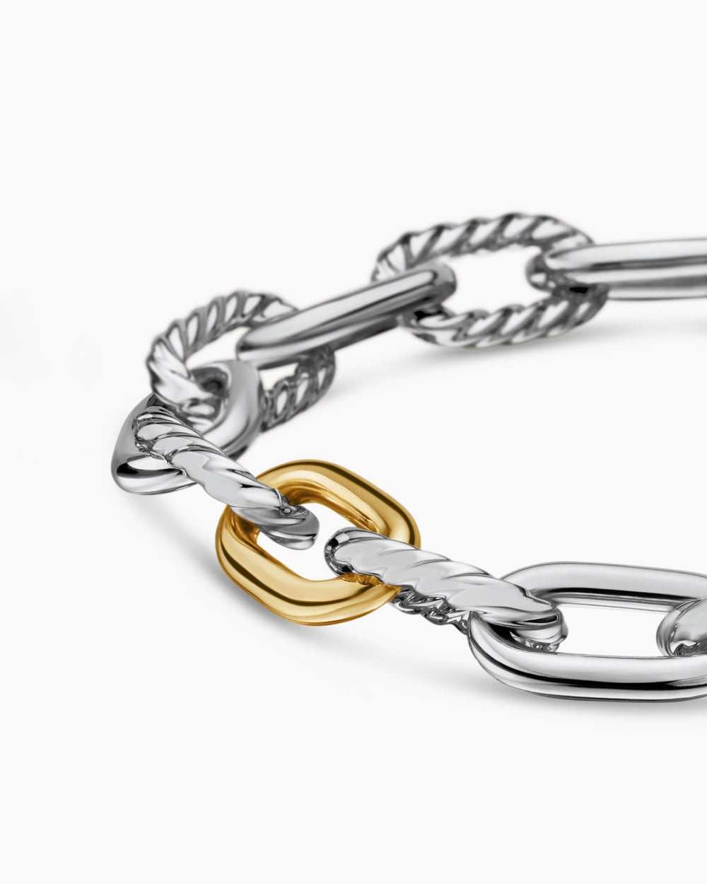 Womens DY Madison Chain Bracelet in Sterling Silver with 18ct Yellow Gold, 8.5mm