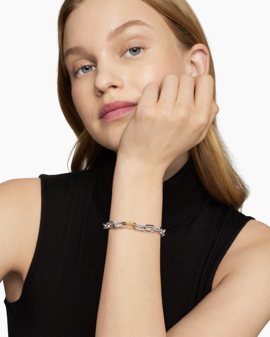 DY Madison® Chain Bracelet in Sterling Silver with 18K Yellow Gold, 8.5mm