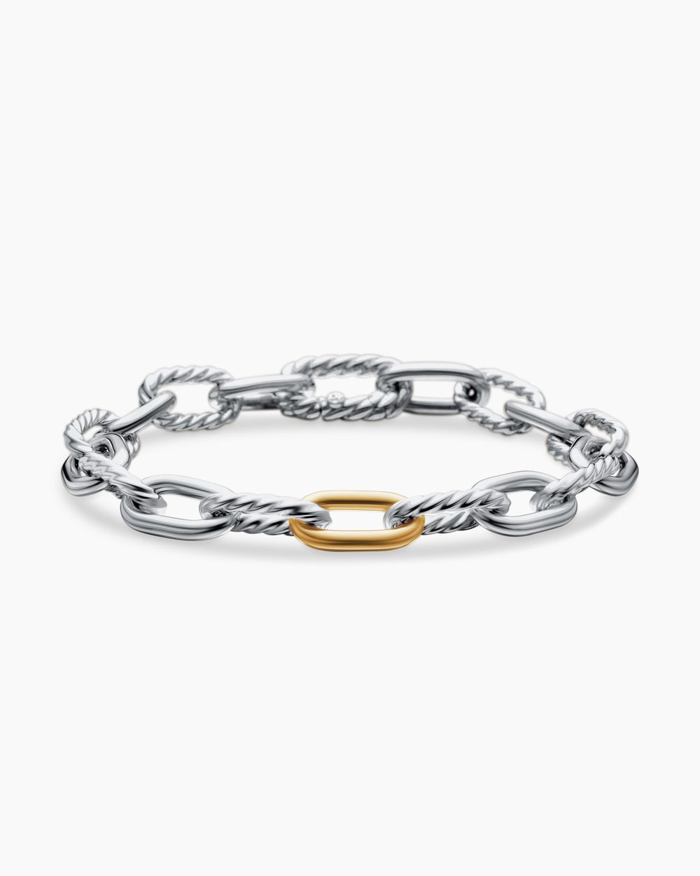Womens DY Madison Chain Bracelet in Sterling Silver with 18ct Yellow Gold, 8.5mm