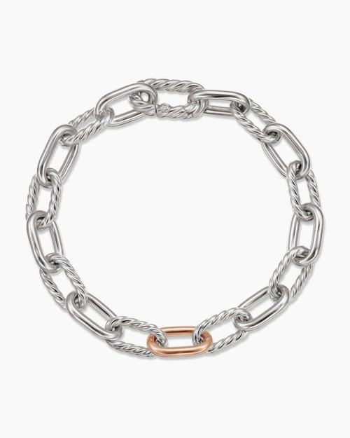Womens DY Madison Chain Bracelet in Sterling Silver with 18K Rose Gold, 8.5mm