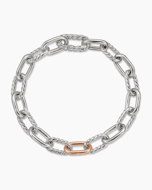 Bracelet chaîne DY Madison® en argent sterling avec or rose 18 carats, 8,5 mm