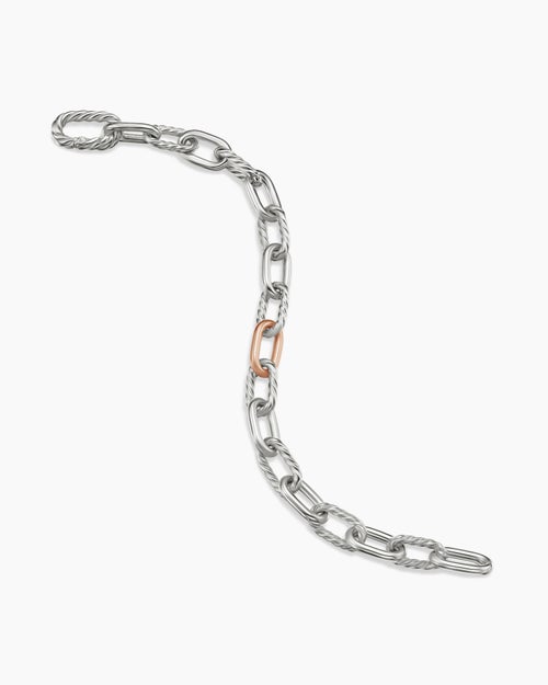 Womens DY Madison Chain Bracelet in Sterling Silver with 18K Rose Gold, 8.5mm