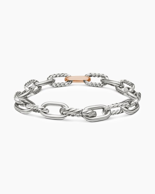 Womens DY Madison Chain Bracelet in Sterling Silver with 18K Rose Gold, 8.5mm