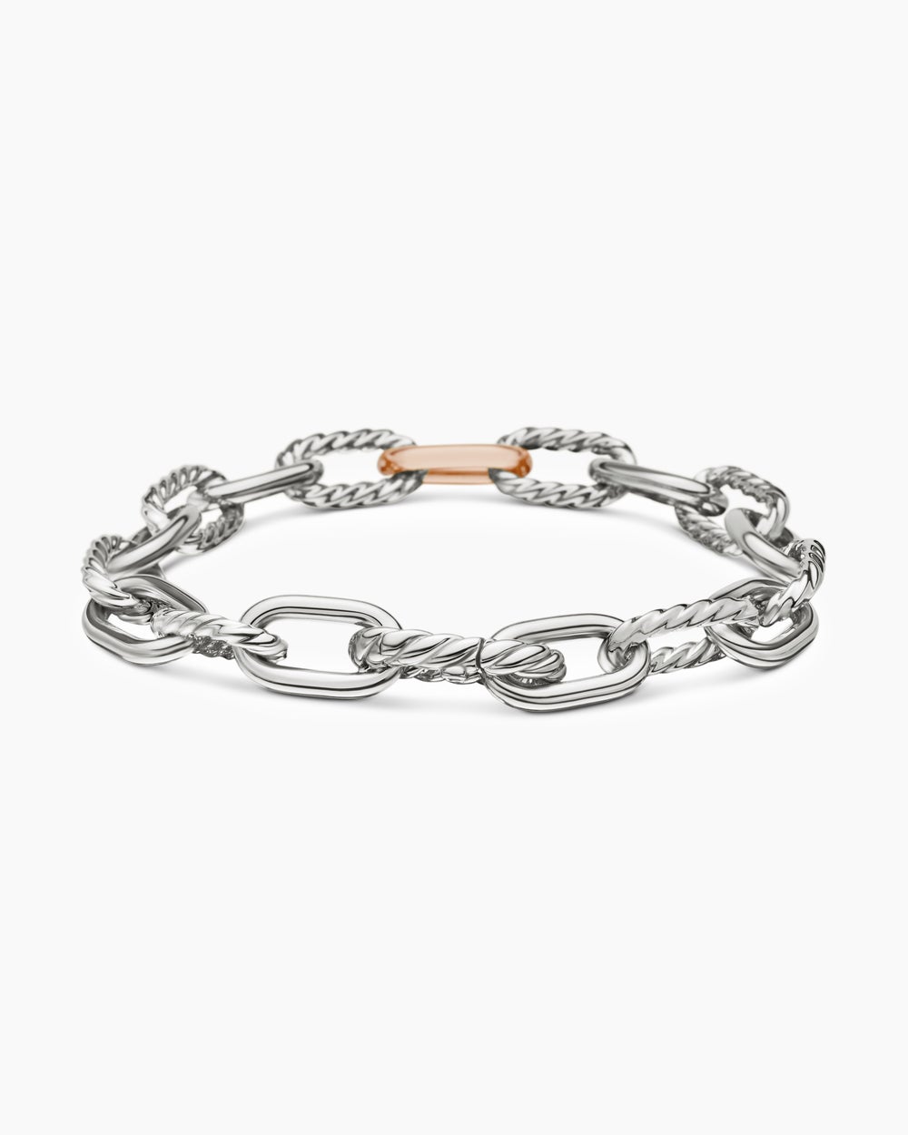 Bracelet chaîne DY Madison en argent sterling avec or rose 18 carats, 8,5 mm femmes