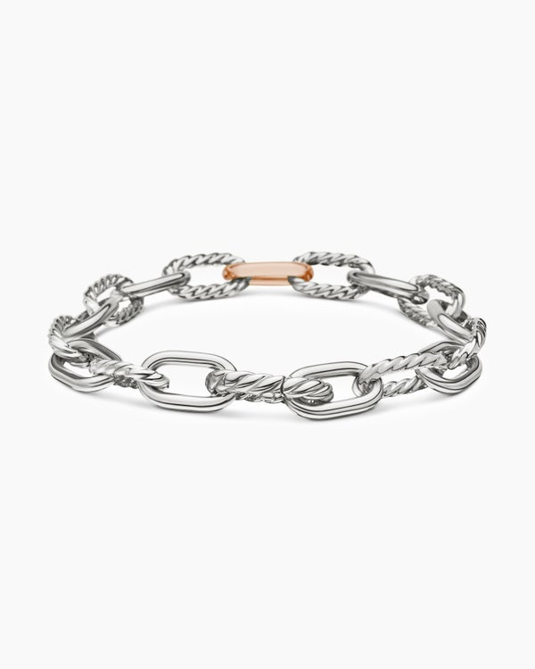 Bracelet chaîne DY Madison® en argent sterling avec or rose 18 carats, 8,5 mm