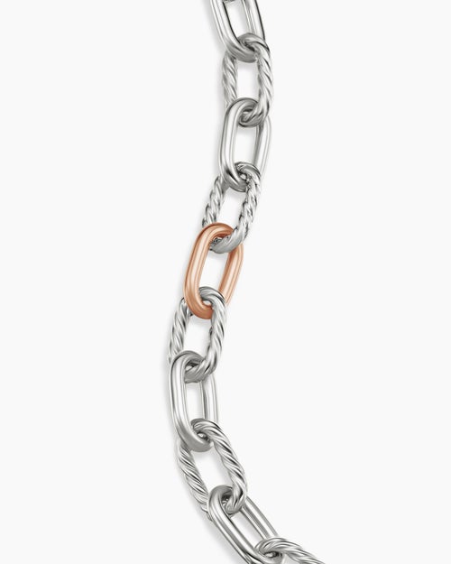 Womens DY Madison Chain Bracelet in Sterling Silver with 18K Rose Gold, 8.5mm