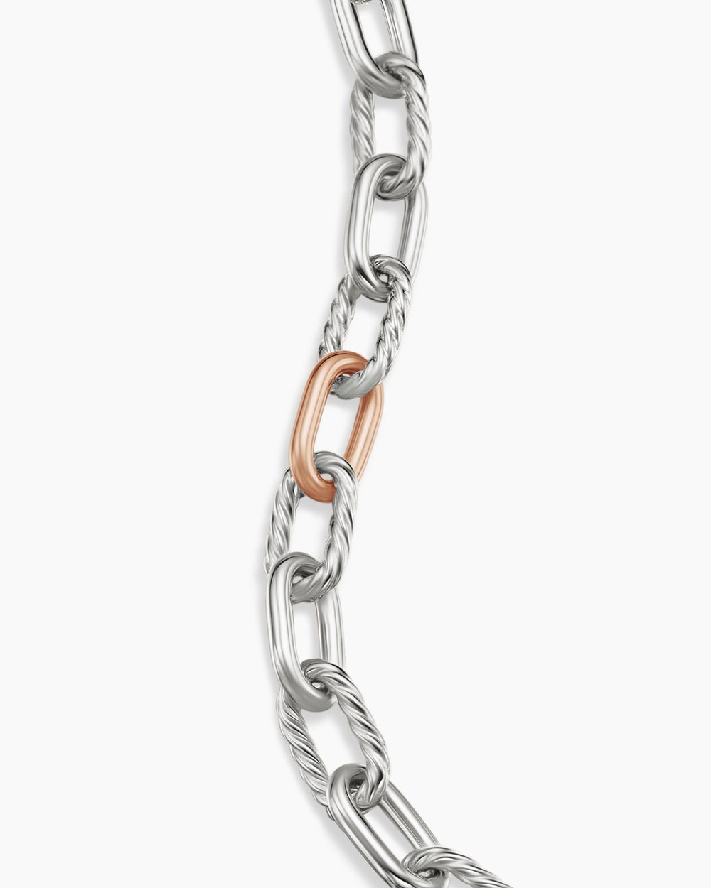 Bracelet chaîne DY Madison en argent sterling avec or rose 18 carats, 8,5 mm femmes