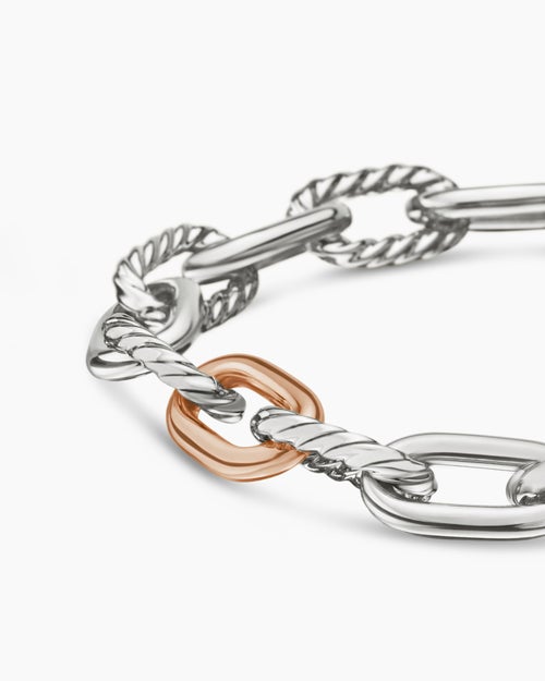 Womens DY Madison® Chain Bracelet in Sterling Silver with 18K Rose Gold, 8.5mm