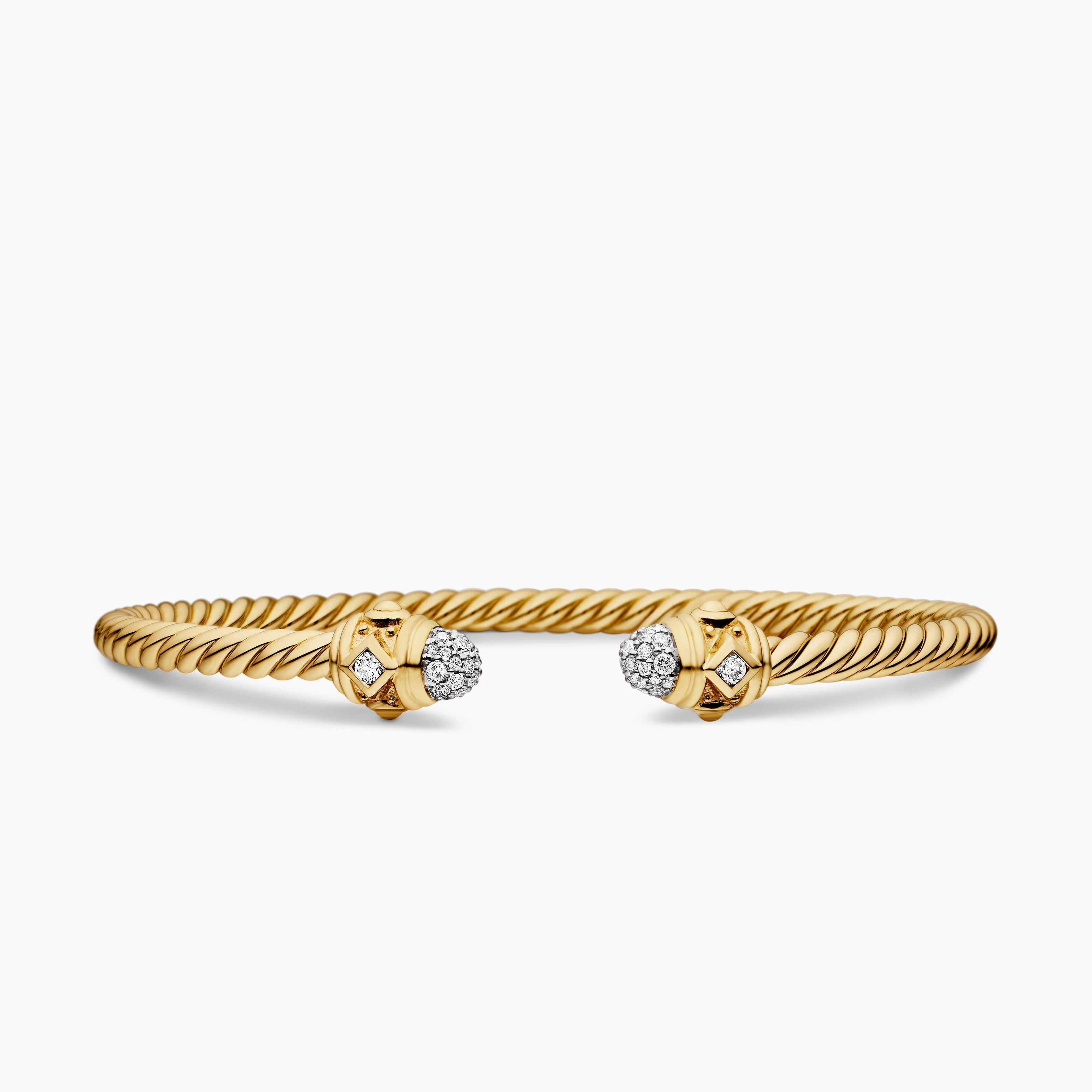 Womens Renaissance Cablespira Bracelet in 18K Yellow Gold with Diamonds, 3.5mm
