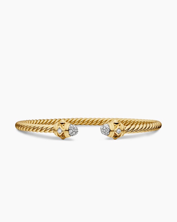 Renaissance Cablespira Bracelet in 18K Yellow Gold with Diamonds, 3.5mm