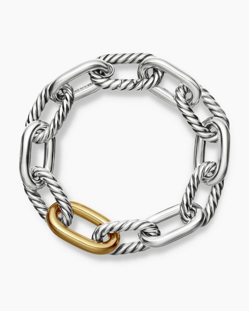 Bracelet chaîne DY Madison en argent sterling avec or jaune 18 carats, 13,5 mm