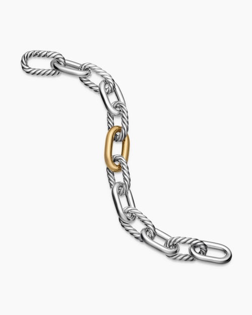 Bracelet chaîne DY Madison en argent sterling avec or jaune 18 carats, 13,5 mm