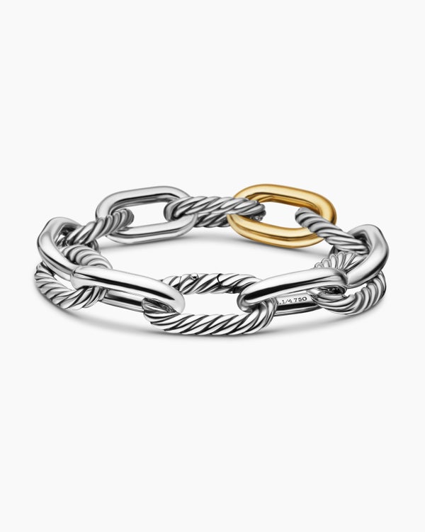 DY Madison® Chain Bracelet in Sterling Silver with 18K Yellow Gold, 13.5mm